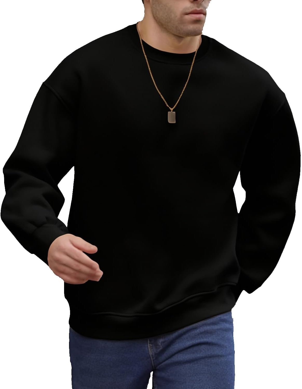 51XlUNo4ZLL._AC_SL1500_.jpg Men's Crewneck Sweatshirt Plain Sweatshirts Athletic Workout Sweat Shirts Soft Long Sleeve Pullover Shirt - 图片 1