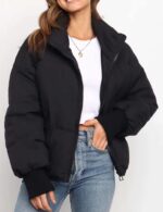 Winter Cropped Puffer Jacket Coats for Women  Short Warm Quilted Jackets  with Pockets - 图片 2