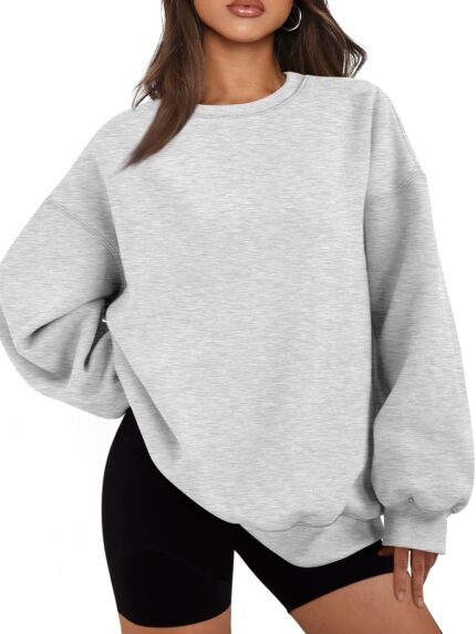 Womens Oversized Sweatshirts Hoodies Fleece Crewneck Sweaters Casual Tops Comfy Fall Fashion Outfits Winter Clothes