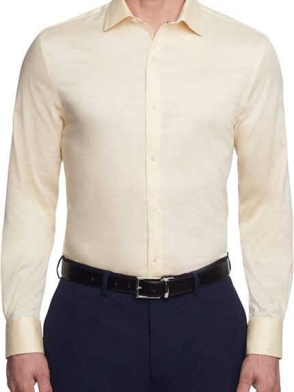 Men Dress Shirt Slim Fit Stretch Twill