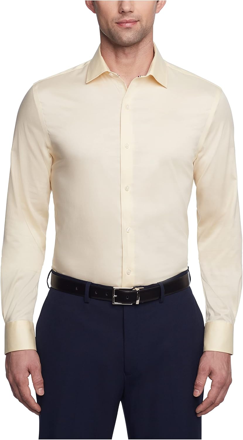 61AZT4qt39L._AC_SL1500_.jpg Men Dress Shirt Slim Fit Stretch Twill - 图片 1