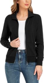Women's Stand Collar Zip up Long Sve Jacket with Pockets Running Sweatshirts Jackets - 图片 2