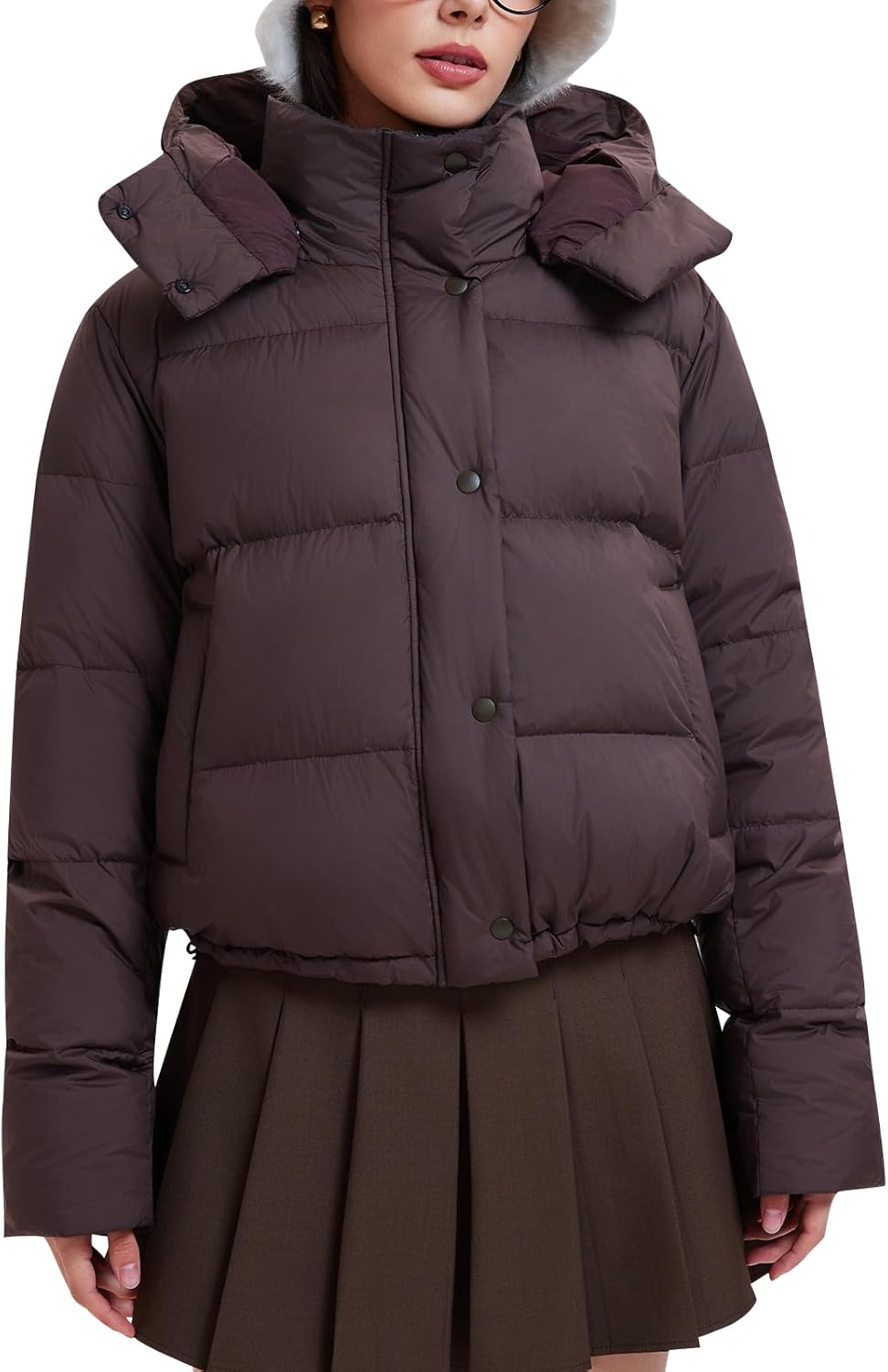 61PoITAZ1EL._AC_SL1500_.jpg Women’s 800 Fill Power 95% Down Hooded Puffer Jacket, Lightweight DWR Water-Repellent Windproof Winter Coat for Outdoor - 图片 1