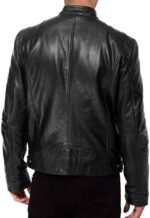 Men's  Genuine Lambskin Leather Biker Jacket - 图片 2