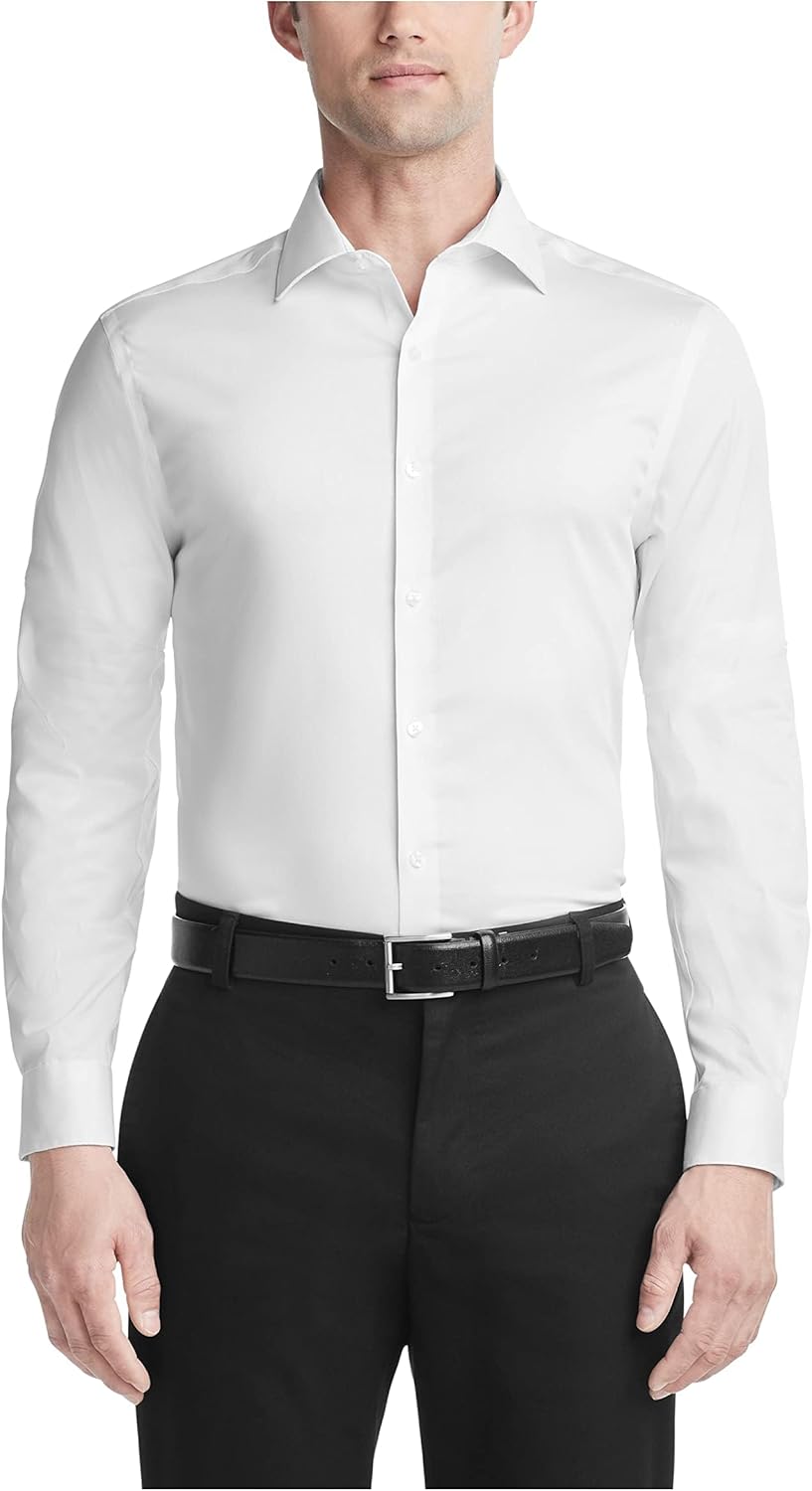 61jWG8Y6GdL._AC_SL1500_.jpg Men Dress Shirt Slim Fit Ultra Wrinkle Free Flex Collar Stretch - 图片 1