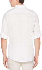 Men Roll Sleeve 100% Linen Button-Down Shirt (Size X-Small - 5X ) - 图片 2