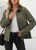 Jackets for Women Fall Fashion  Lightweight Coat Button Down Cropped s With Pockets - 图片 2