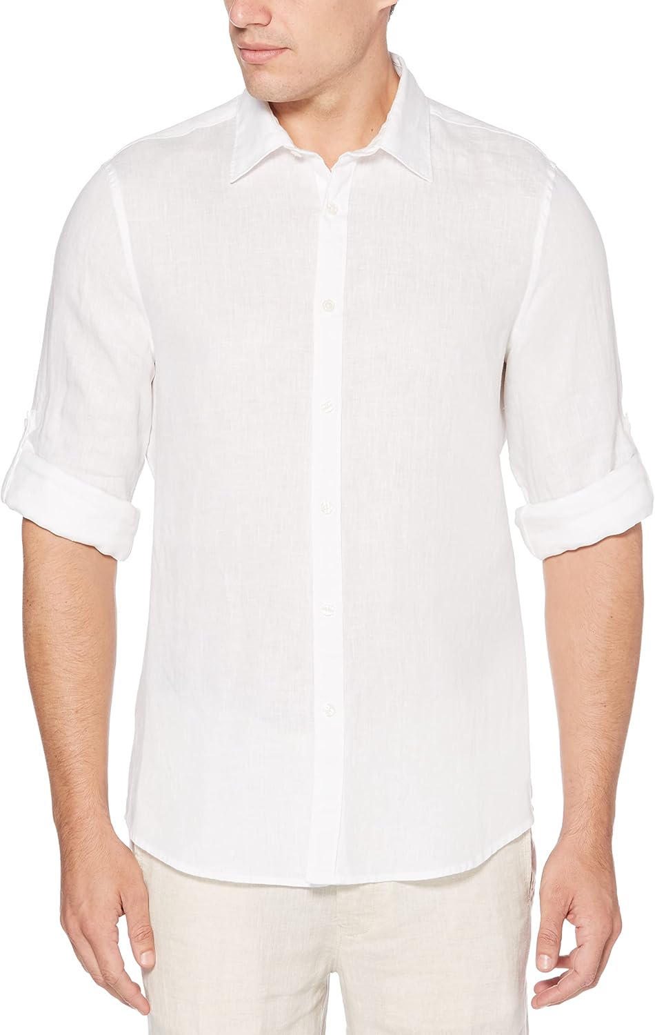 71-dviiuzfL._AC_SL1500_.jpg Men Roll Sleeve 100% Linen Button-Down Shirt (Size X-Small - 5X ) - 图片 1