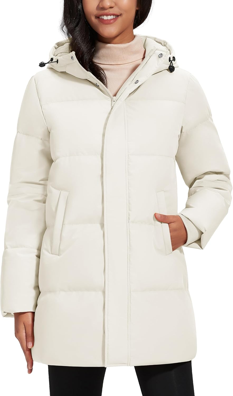710yjYSgonL._AC_SL1500_.jpg Women's Down Jacket with Hood Parka Winter Coats Puffer Warm Jackets Waterproof Long Fashion Outwear - 图片 1