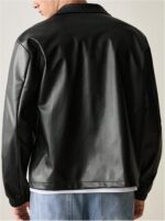 Men's Faux Leather Jacket Collar Zip Up Motorcycle PU Jackets Lightweight Outerwear Biker Vintage Coat - 图片 2