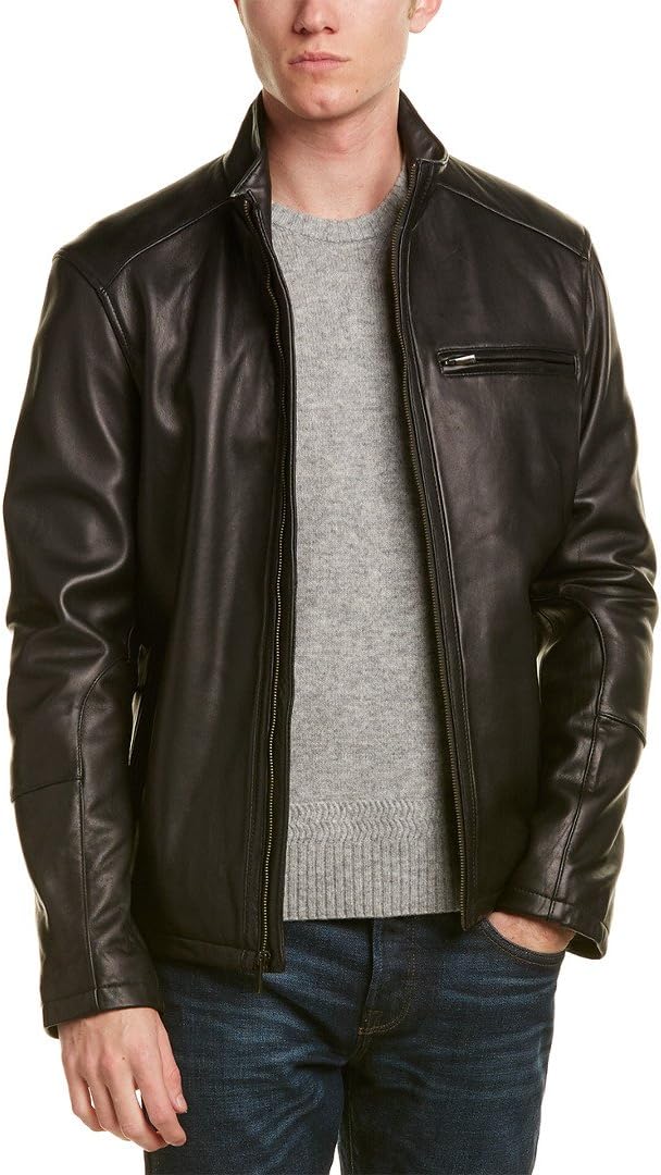 718KQgpqj7L._AC_SL1080_.jpg Men's Smooth Leather Moto Jacket - 图片 1