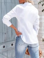 Women's Button Down Shirts Long Sleeve Dress Shirts Wrinkle Free Collared Work Office Solid Blouses Corset Tops - 图片 2