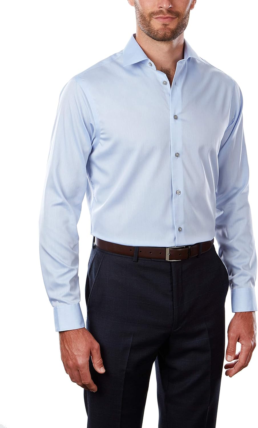 71Y1thaTn5L._AC_SL1500_.jpg Men Regular Fit Non Iron Herringbone Spread Collar Dress Shirt - 图片 1