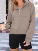 Womens Hoodies Fleece Fall Fashion Outfits Workout Sweatshirts Y2k Winter Zip Up Jackets Oversized Tops Clothes - 图片 2