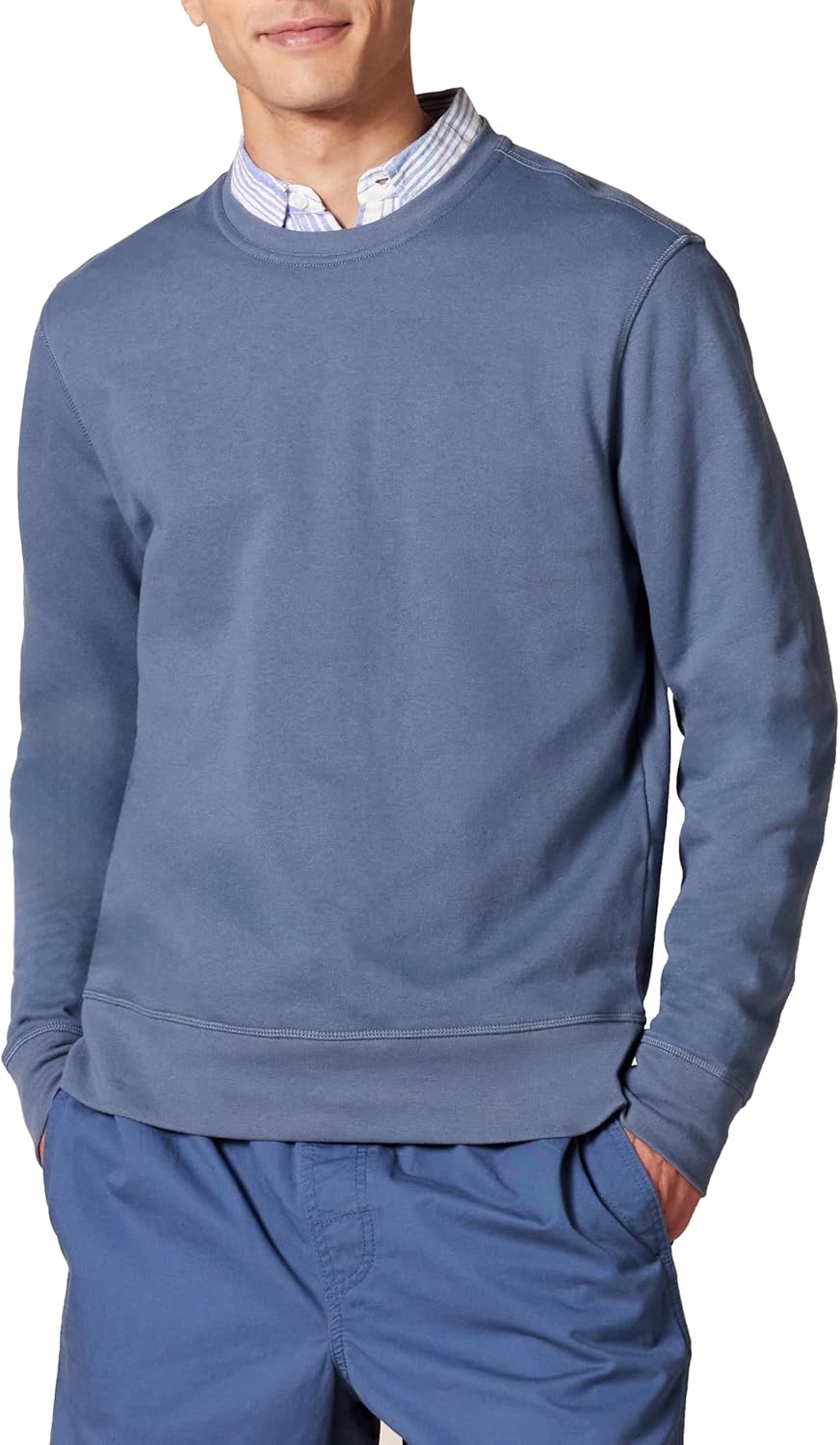 71mGmwbH2L._AC_SL1500_.jpg Men's Long-Sleeve Lightweight Fleece French Terry Crewneck Sweatshirt - 图片 1