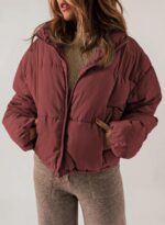 Women Winter Quilted Jackets Long Sleeve Full Zip Puffer Jacket Coats with Pockets - 图片 2