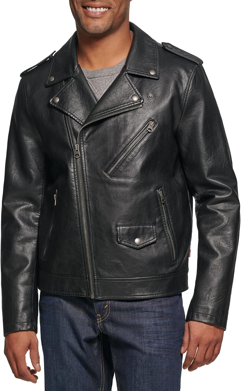 8107IstG2RL._AC_SL1500_.jpg Men's Faux Leather Motorcycle Jacket - 图片 1