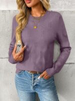 Womens Sweaters Fall Fashion  Lightweight Long Sleeve Knit Pullover Casual Trendy Tops Winter Clothes - 图片 2
