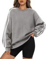 Womens Oversized Sweatshirts  Casual Fall Crew Neck Color Block Long Sleeve Loose Pullover Top Y2K Clothes