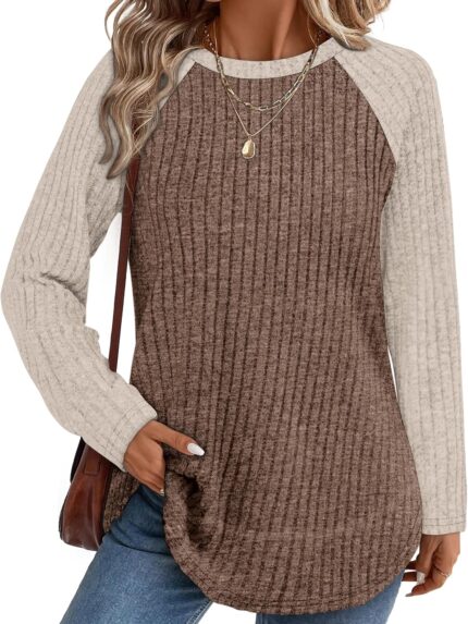 Long Sleeve Shirts for Women Fall Sweaters  Lightweight Casual Tunic Tops Loose Fit Winter Clothing S-2XL